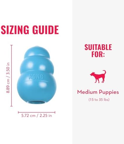 KONG Puppy, Natural Rubber Teething Chew Toy, for Medium Puppies, Blue