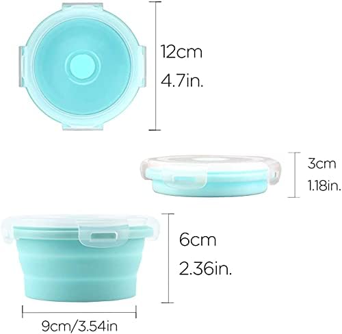 Luter 2 Pieces Collapsible Dog Bowls Silicone Food Water Travel Foldable Bowl with Lids Portable Expandable Pet Feeding Watering Cup Dish for Walking Kennels Camping 350ml (12x12x3cm) (Pink & Blue)
