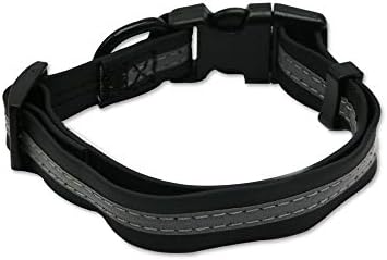 Nimble Reflective Waterproof Dog Collar Adjustable Odor Resistant Easy Clean Pet Collar for Small Medium Large Dogs Night Walking Outdoor Rainy Use (Small (9.45”-14.17”inches), Black)
