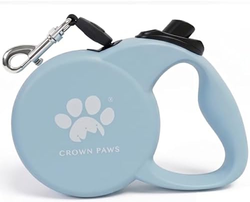 Retractable Dog Leash, 16ft Heavy Duty Nylon Tape for Large Dogs up to 110 lbs, One-Hand Brake & Lock, Tangle-Free, Ergonomic 3.2" XL Handle, Lightweight 0.56lb Blue L GC-DAN