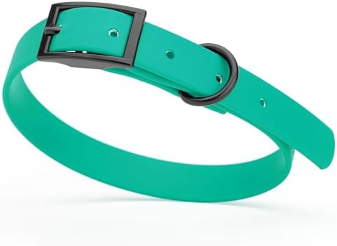Dogline Biothane Waterproof Dog Collar Strong Coated Nylon Webbing with Black Hardware Odor- Proof for Easy Care Easy to Clean High Performance Fits Small Medium or Large Dogs, Teal