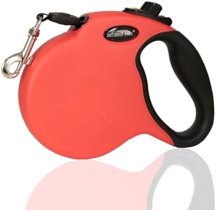 Small 13 FT Retractable Dog Leash – Hands-Free Adjustable Leash for Dogs Up to 22lbs, Tangle-Free Nylon with Ergonomic Grip for Walking, Training & Outdoor Safety Red S