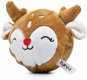 Flourish Pets 2 in 1 Small Prancer Christmas Multi-Layer Chew Toy for Active Dogs | Non-Toxic BPA Free Double Stitched Soft Fabric and Long-Lasting Dog Plush Toys (Reindeer Prancer 3.5")