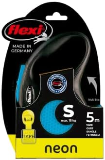 Flexi New Neon Tape Blue Small 5m Retractable Dog Leash/Lead for Dogs up to 15kgs/33lbs