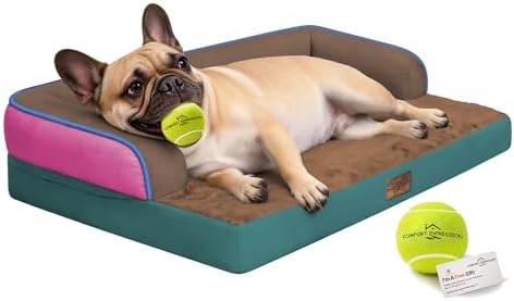 Comfort Expression Washable Dog Bed with Bolster for Medium to Large Dogs