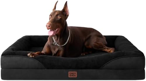 EHEYCIGA Orthopedic XL Dog Bed for Large Sized Dog, 48x35 Inch Extra Large Memory Foam Dog Couch Bed with Sides, Waterproof Liner & Washable Removable Cover, Bolster Pet Sofa, Black