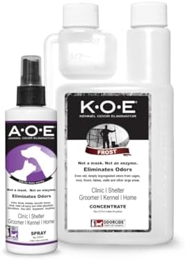 Odorcide K.O.E (Fragrance) & A.O.E Spray Bundle -Pet Odor Eliminator for Strong Odors in Home & Kennel and Between Baths Spray - Frost Scent