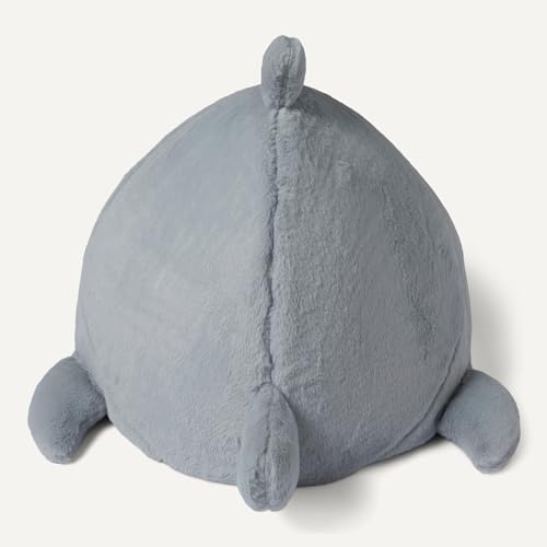 Amazon Basics Shark Shape Cat House for Indoor Cats, Enclosed Design Helps Reduce Anxiety in Nervous Pets, with Washable Cushioned Pillow, 17" x 16" x 14", Grey