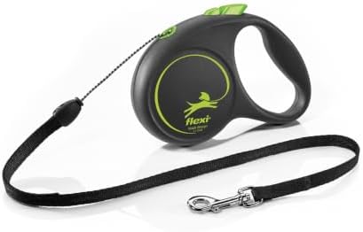 Flexi Black Design Cord Green Small 5m Retractable Dog Leash/Lead for Dogs up to 12kgs/26lbs