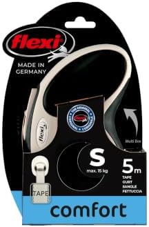 Flexi New Comfort Tape Grey & Black Small 5m Retractable Dog Leash/Lead for Dogs up to 15kgs/33lbs