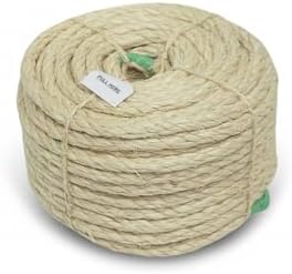 Premium Brazilian Sisal Rope, Natural Fiber 100% Sisal, Ultra Durable, Chemical-Free, Ideal for DIY, Cats, Scratching Post Replacement, Home Decor, Garden, Crafting (3/8” 100 ft / 9.5mm 30m)