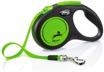 Flexi New Neon Tape Green Small 5m Retractable Dog Leash/Lead for Dogs up to 15kgs/33lbs