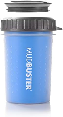 Dexas Lidded MudBuster Medium Dog Paw Cleaner, Pro Blue, Fits 1.5"-2.5" Wide Paws, Gentle Silicone Bristles for Quick, Easy Cleaning