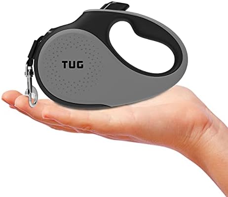 TUG Tiny Retractable Dog Leash, 10 ft (Extra Small, Grey)