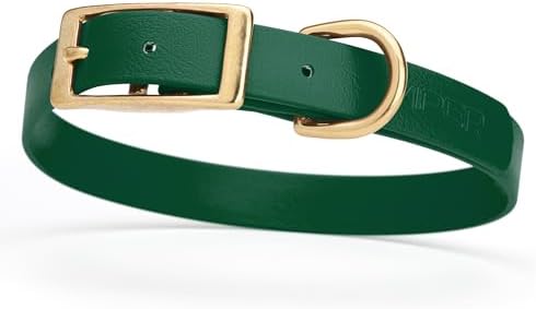Viper Biothane Heavy Duty Waterproof Dog Collar Strong Coated Nylon Webbing w/Solid Brass Hardware Odor-Proof Easy to Clean High Performance Fits Small Medium or Large Dogs, Hunter Green