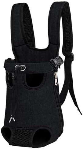 Front Cat Dog Backpack Travel Bag Sling Carrier Portable Outdoor Lightweight and Soft Comfortable Puppy Kitty Rabbit Double-Sided Pouch Shoulder Carry Tote Handbag E-Black L