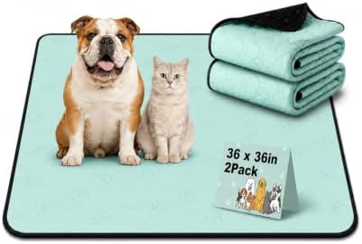 Washable Pee Pads for Dogs 2 Pack, Reusable Waterproof Leak-Proof Puppy Training Pads, Super Absorbent Non-Slip Dog Whelping Pads for Crate, Playpen, Bed & Floor (36"x36" Green)