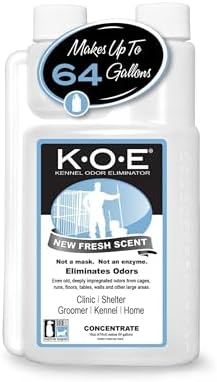 Odorcide K.O.E Kennel Odor Eliminator Concentrate, Fresh Scent, 16 oz - Non-Enzymatic Formula for Cages, Runs, Home and Kennel Use