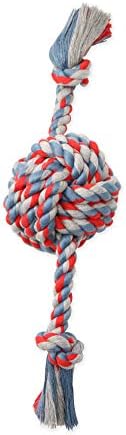 Mammoth Pet Products Flossy Chews Color Monkey Fist Ball with Rope Ends, Large, 18-Inch, multi (20096F)