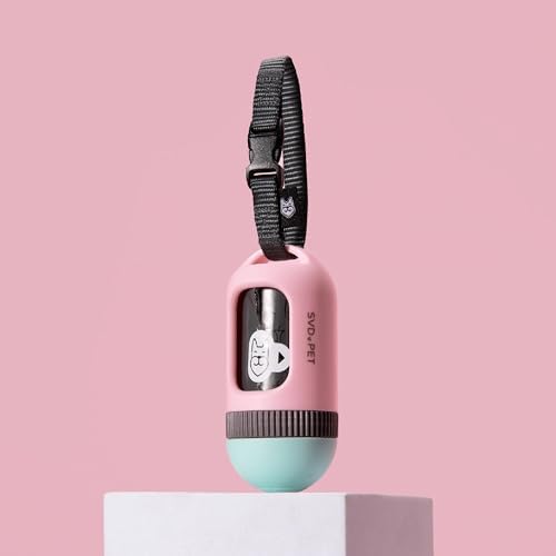 SVD.PET Dog Poop Bag Dispenser, Retractable Poop Bag Holder, Pink/Jade
