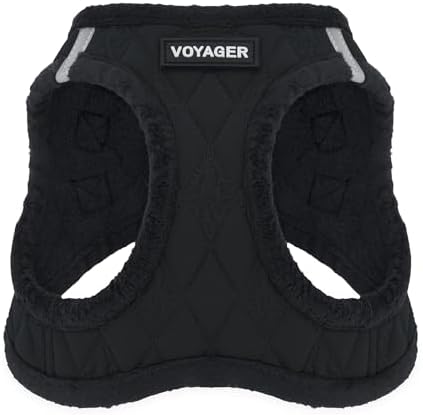 Voyager Step-in Plush Dog Vest Harness -Black Plush, X-Small
