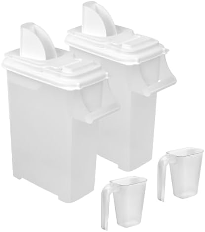 Buddeez Pet Food Storage Dispensers Plastic 4 Gallon - Airtight Flip Top for Freshness - Dry Dog Food, Cat Food or Bird Seed Plastic Containers (Set of 2)