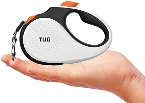 TUG Tiny Retractable Dog Leash, 10 ft (Extra Small, White/Orange)