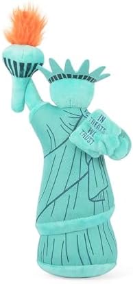 P.L.A.Y. Cute Plush Dog Toys - Totally Touristy Landmark Themed Durable Squeaker Toy, Great for Puppies & Small, Medium, Large Dogs - Machine Washable, Recycled Materials (Statue of Liberty, Medium)