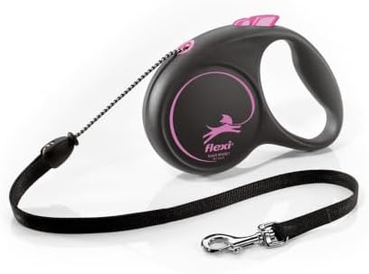 Flexi Black Design Cord Pink Medium 5m Retractable Dog Leash/Lead for Dogs up to 20kgs/44lbs