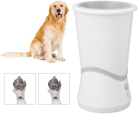 Automatic Dog Paw Cleaner, Rechargeable Soft Silicon Needle Electric Paw Washer with Adjustable Temperature, Deep Cleaning Dog Foot Washer for Pets