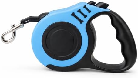 Retractable Dog Leash, Blue, 16.5 Ft, Polyester Flat Traction Belt, 360 Rotational Tangle-Free Hook, One-Button Brake and Lock, for Small and Medium Dogs up to 33 lbs