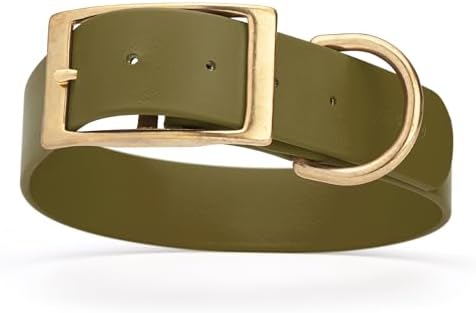 Viper Biothane Heavy Duty Waterproof Dog Collar Strong Coated Nylon Webbing w/Solid Brass Hardware Odor-Proof Easy to Clean High Performance Fits Small Medium or Large Dogs, Olive Drab Green
