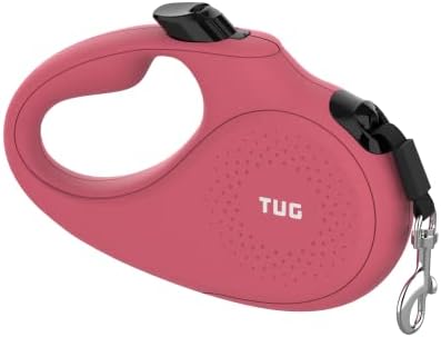 TUG Monochrome 360° Tangle-Free Retractable Dog Leash | 16 ft Strong Nylon Tape (Medium, Pink)