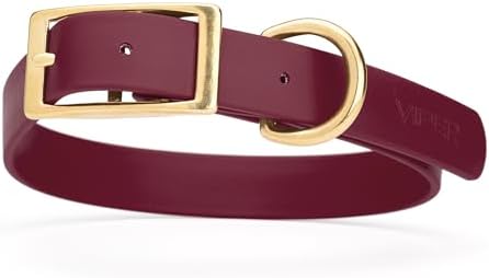 Viper Biothane Heavy Duty Waterproof Dog Collar Strong Coated Nylon Webbing w/Solid Brass Hardware Odor-Proof Easy to Clean High Performance Fits Small Medium or Large Dogs, Merlot Burgundy