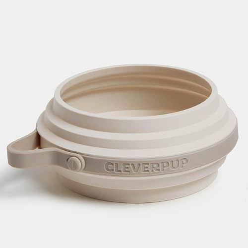Cleverpup Nomad Small Collapsible Travel Dog Bowl - 2 Cup, Sand Silicone
