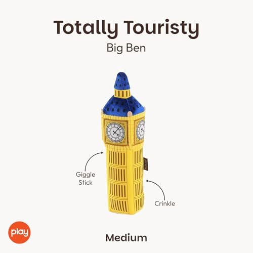 P.L.A.Y. PET LIFESTYLE AND YOU P.L.A.Y. Cute Plush Dog Toys - Totally Touristy Landmark Themed Durable Squeaker Chew Toy, Great for Puppies Dogs - Machine Washable (Big Ben, Medium)
