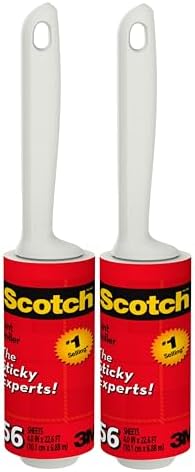 Scotch Lint Roller, 2 Pack (112 Sheets Total), 56 Easy Tear Sheets Each, 4 in x 22.6 ft, Adhesive Lint & Pet Hair Remover for Clothes and Furniture