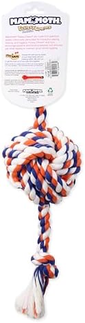 Mammoth Pet Products Flossy Chews Color Monkey Fist Ball with Rope Ends, Large, 18-Inch, multi (20096F)