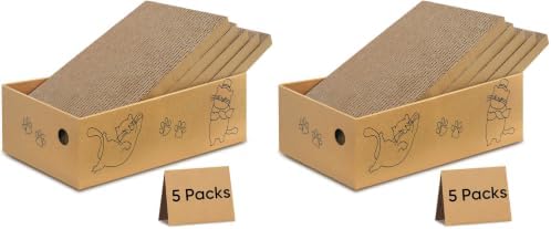 Cat Scratcher, 10 Packs in 1 Cardboard Box Cat Scratching Pad for Indoor Cats and Kitten, Cat Scratch Pad to Protect Furniture, Large Size