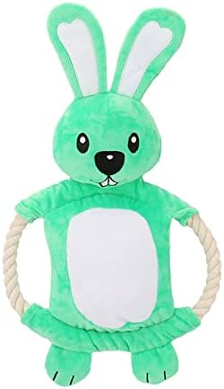 Squeaky Dog Toys , Funny Dog Toys Stuffed Plush Dog Toy , Cute Dog Rabbit Dog Birthday Gift Dog Chew Toys Pet Toys for Small Medium and Large Dogs(Green Rabbit)
