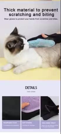 Pet Grooming Gloves for Dogs & Cats – Double Sided Deshedding Glove, Hair Remover & Massage Brush for Shedding Fur (Light Blue)