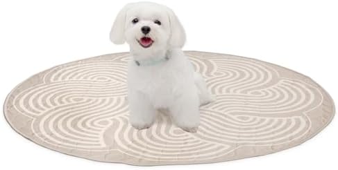 Paw Inspired Round Designer Dog Pads, Beige, 36 Inch Size, 2 Pack