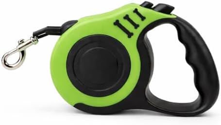 Retractable Dog Leash 16.5 ft Heavy Duty with One-Button Brake & Lock, Tangle-Free Swivel Hook, Comfortable Anti-Slip Handle for Small & Medium Dogs (Green and Black)