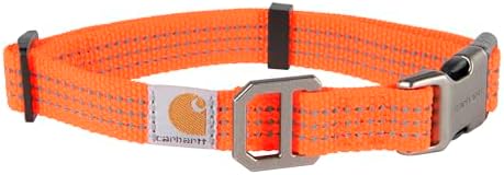 Carhartt Fully Adjustable Nylon Webbing Collars for Dogs, Reflective Stitching for Visibility, Hunter Orange (Nylon Webbing), Medium