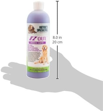 Nature's Specialties EZ Out Ultra Concentrated Deshedding Dog Shampoo for Pets, Makes up to 2 Gallons, Natural Choice for Professional Groomers, Removes Unwanted Hair, Made in USA, 16 oz