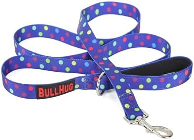 BULLHUG 6 FT Bulldog Leash with Padded Handle. Perfect for Bulldogs, French Bulldogs, Pugs & All Breeds. Leashes for Walking, Training Lead for Bulldogs (Polka Dots)