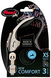 Flexi New Comfort Tape Grey & Black Extra Small 3m Retractable Dog Leash/Lead for Dogs up to 12kgs/26lbs