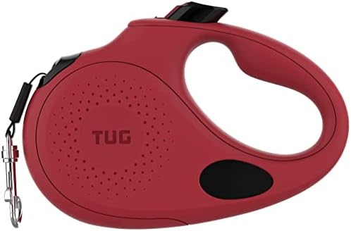 TUG Oval 360° Tangle-Free Retractable Dog Leash with Integrated Waste Bag Dispenser (Small, Red)
