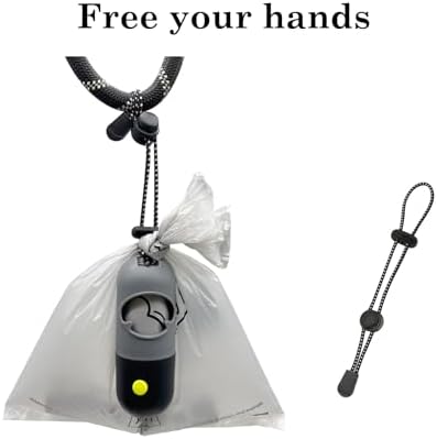 Dog Poop Bags Holder with LED Flashlight|Pet Waste Bags Dispenser for Leash|Doggie Potty Bags Container with Leak-proof Pet Trash Bags and Accessories (2 Holders 30 Bags, Grey and Black)