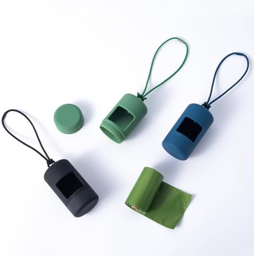 SLSON 3Pack Dog Poop Bag Holder for Leash Lightweight Pet Waste Bag Dispenser with Leash Attachment Portable Plastic Doggie Poop Bag Dispensers,Blue Green Black